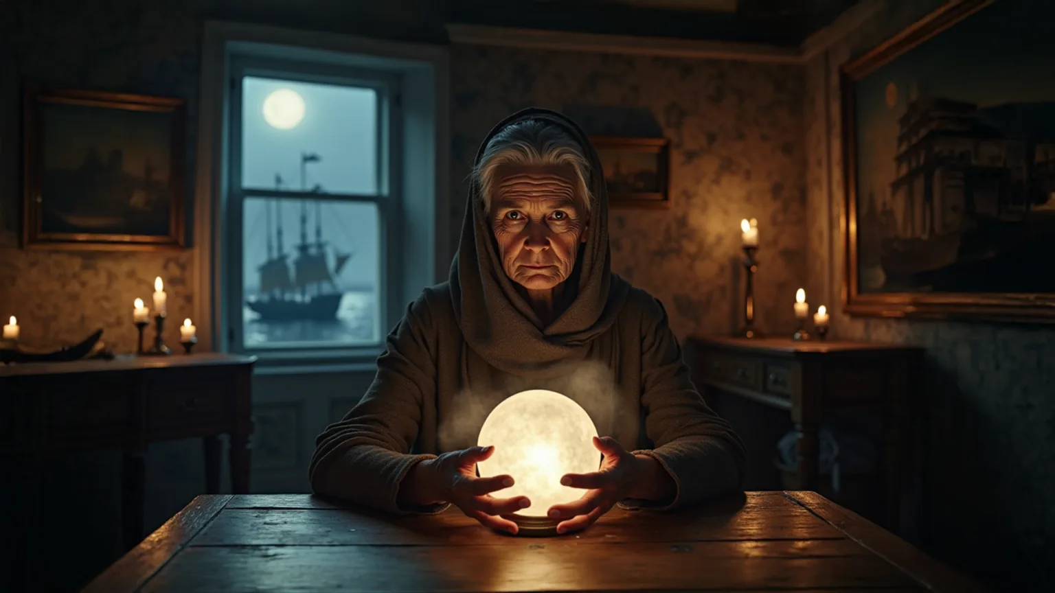 An elderly Sibyl with a crystal ball